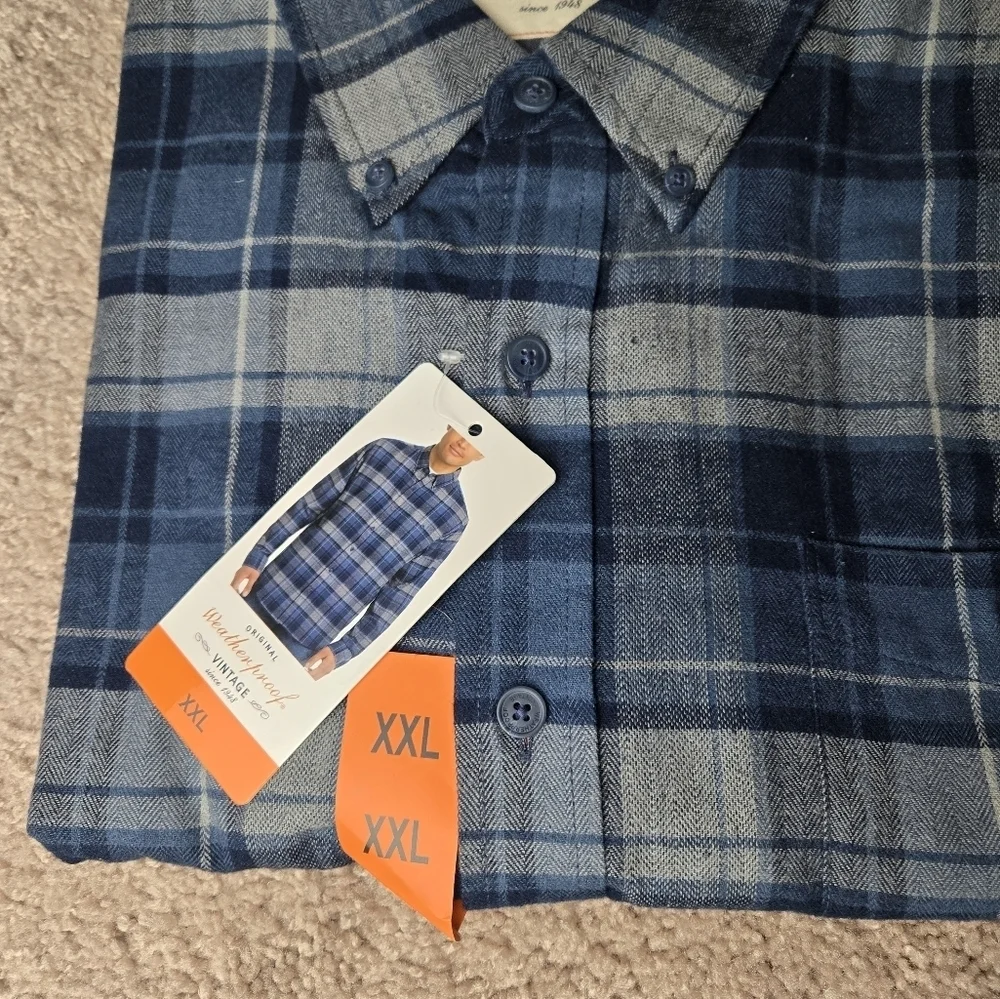 NWT Original Weatherproof Vintage Flannel Shirt Men’s Size XXL ‎ Blue